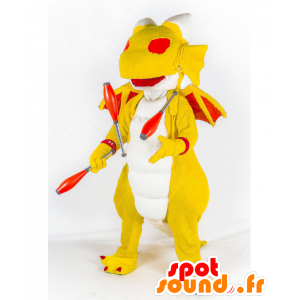 Nagi Maskottchen. Gelb Drachen-Maskottchen Jongleur - MASFR27687 - Yuru-Chara japanischen Maskottchen