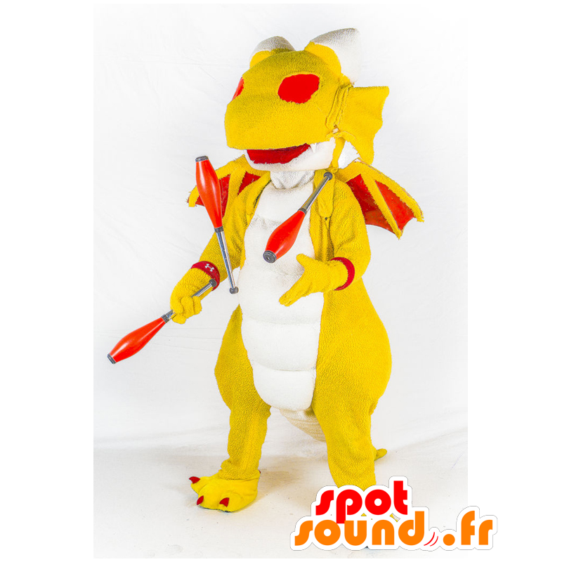 Nagi mascotte. Drago giallo mascotte giocoliere - MASFR27687 - Yuru-Chara mascotte giapponese