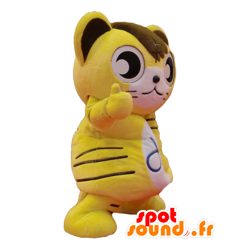 Mascot Manatchi. keltainen kissa maskotti ja ruskea - MASFR27688 - Mascottes Yuru-Chara Japonaises