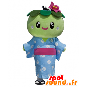 Mascota Abikachan. La mascota verde flor kimono - MASFR27689 - Yuru-Chara mascotas japonesas