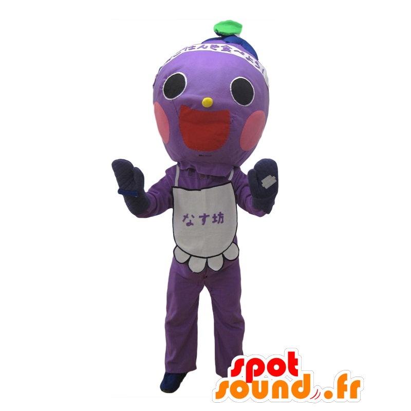 Mascot Nasu Bow. violetti hymyilevä lumiukko maskotti - MASFR27690 - Mascottes Yuru-Chara Japonaises