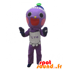 Mascot Nasu Bow. Smilende lilla snemand maskot - Spotsound