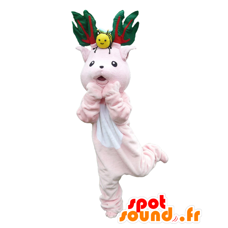 Rubanbi Maskottchen. Rosa Maskottchen Hirsche mit großen Holz - MASFR27691 - Yuru-Chara japanischen Maskottchen