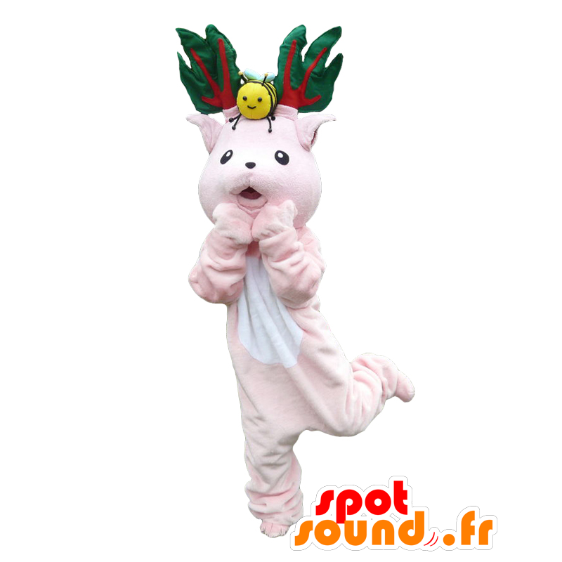 Rubanbi mascot. Pink mascot deer with large wood - MASFR27691 - Yuru-Chara Japanese mascots