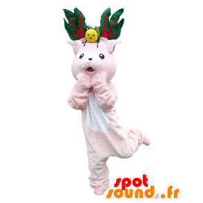 Rubanbi mascot. Pink mascot deer with large wood - MASFR27691 - Yuru-Chara Japanese mascots