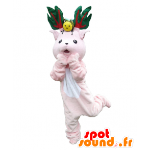 Mascotte de Rubanbi. Mascotte de cerf rose, avec de grands bois - MASFR27691 - Mascottes Yuru-Chara Japonaises