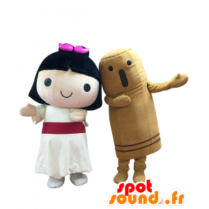 2 maskotar av Shidamiko-chan och Mr. Takeshi - Spotsound maskot