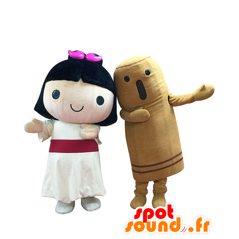 2 maskotar av Shidamiko-chan och Mr. Takeshi - Spotsound maskot