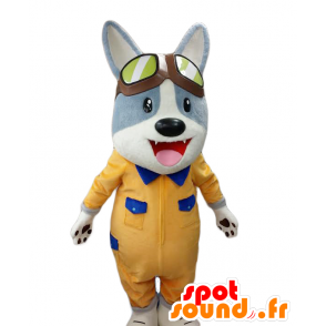 Mascot Kagi. equipamento amarelo azul e branco cão mascote - MASFR27693 - Yuru-Chara Mascotes japoneses