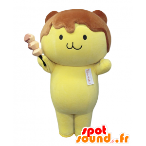 Poteku mascot. Yellow cat mascot and honey on head - MASFR27695 - Yuru-Chara Japanese mascots