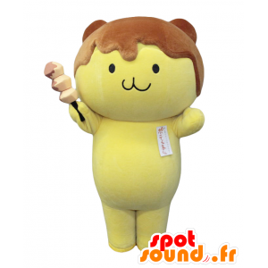 Mascota Poteku. Mascota Gato amarillo y miel en la cabeza - MASFR27695 - Yuru-Chara mascotas japonesas