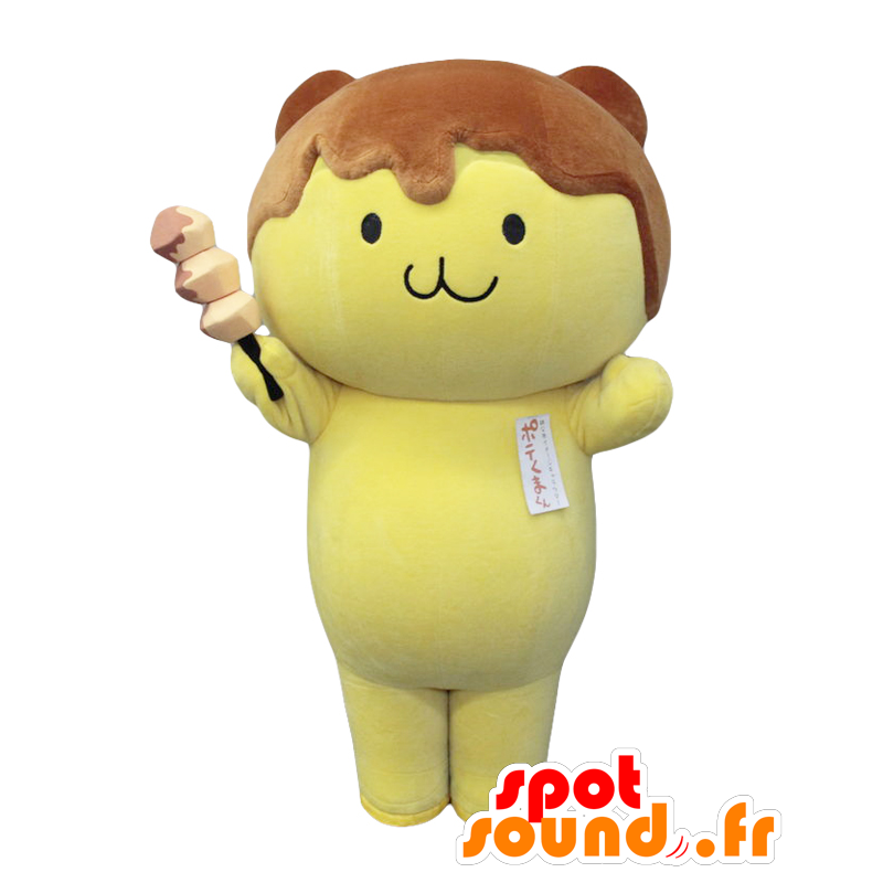 Poteku mascot. Yellow cat mascot and honey on head - MASFR27695 - Yuru-Chara Japanese mascots