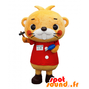 Mascotte de Bibasuke. Mascotte de castor avec des outils - MASFR27700 - Mascottes Yuru-Chara Japonaises