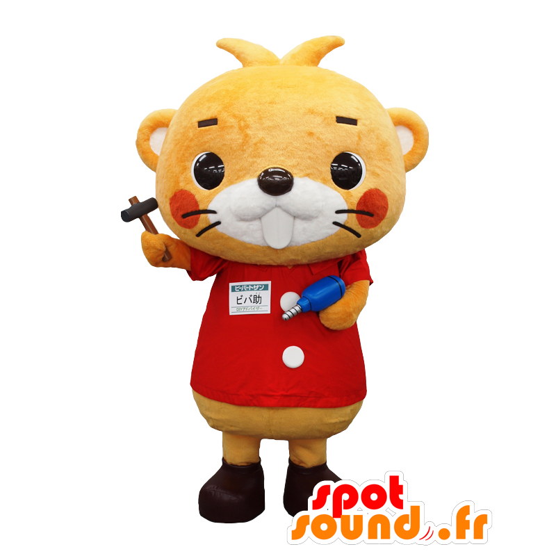 Bibasuke mascot. Beaver mascot with tools - MASFR27700 - Yuru-Chara Japanese mascots