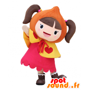 Mascot Iko-Ramo. Chica Mascotte con un vestido de color rosa - MASFR27702 - Yuru-Chara mascotas japonesas