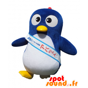 Abba-chan maskot. Blå og hvid pingvin maskot - Spotsound maskot