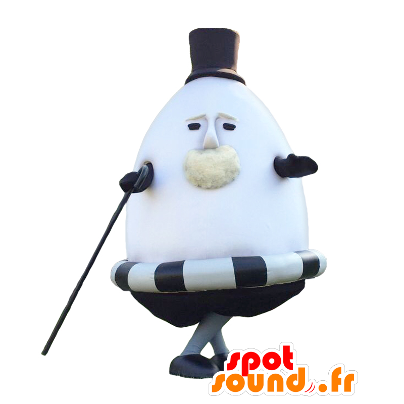 Mascotte egg. Yan Chappun mascot, black and white egg - MASFR27704 - Yuru-Chara Japanese mascots