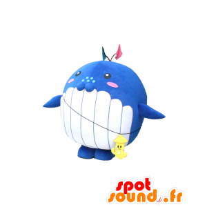 Mascot Tsupi. Mascot grote blauwe vogel, wit en geel - MASFR27706 - Yuru-Chara Japanse Mascottes