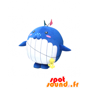 Mascota Tsupi. Azul grande mascota pájaro, blanco y amarillo - MASFR27706 - Yuru-Chara mascotas japonesas