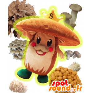 Mascotte de Suckee. Mascotte de champignon marron et une couronne - MASFR27707 - Mascottes Yuru-Chara Japonaises