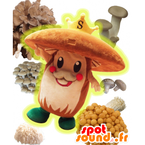 Suckee mascot. Brown mushroom mascot and a crown - MASFR27707 - Yuru-Chara Japanese mascots