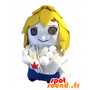 Mascotte de Hirari. Mascotte de bonhomme blanc avec un collier - MASFR27712 - Mascottes Yuru-Chara Japonaises