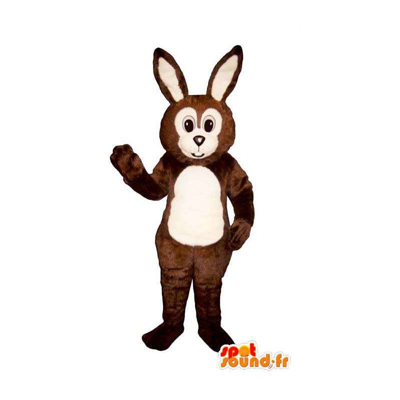 Bruin en wit konijn mascotte - MASFR007111 - Mascot konijnen