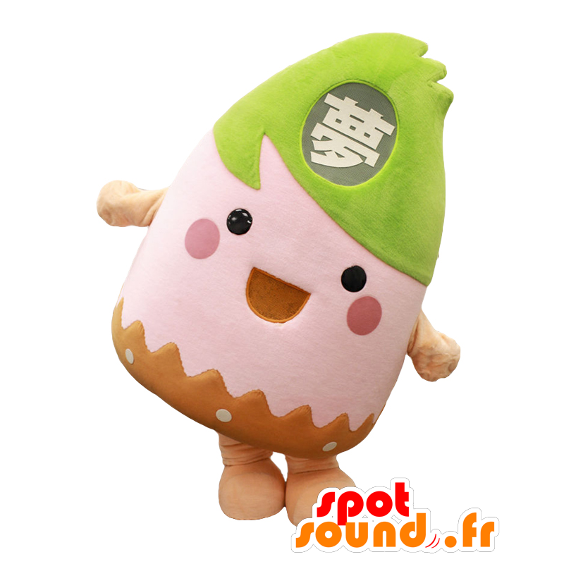 Mascotte de Yumenoko. Mascotte de montagne marron, rose et verte - MASFR27717 - Mascottes Yuru-Chara Japonaises