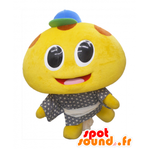 Mascot Hiratsuka. Yellow man in black kimono mascot - MASFR27718 - Yuru-Chara Japanese mascots