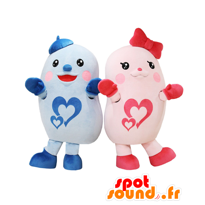 2 mascots of blue and pink fantasy creatures - MASFR27719 - Yuru-Chara Japanese mascots