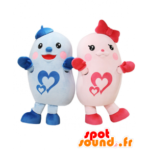 2 mascotes de azul e rosa criaturas de fantasia - MASFR27719 - Yuru-Chara Mascotes japoneses