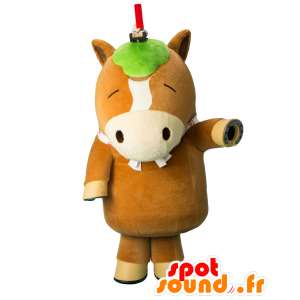 OkeBanba mascot. Brown and white horse mascot - MASFR27725 - Yuru-Chara Japanese mascots