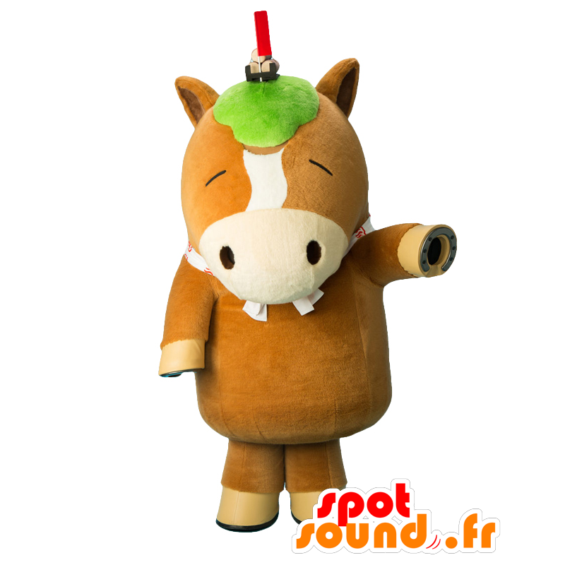 OkeBanba mascotte. Brown e cavallo bianco mascotte - MASFR27725 - Yuru-Chara mascotte giapponese