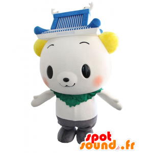 Mascotte Yoshida-cho. Bianco Grande orso mascotte - MASFR27728 - Yuru-Chara mascotte giapponese