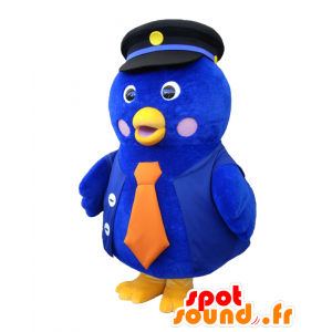 Mascotte de Hamappi, grand oiseau bleu, orange et jaune - MASFR27733 - Mascottes Yuru-Chara Japonaises