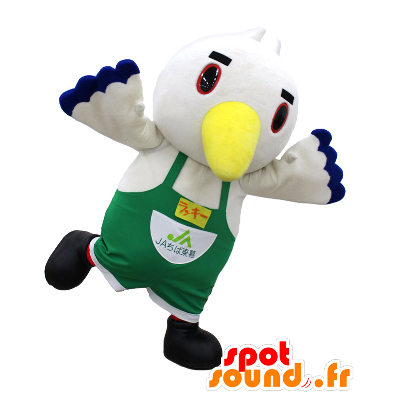 Lucky mascotte, witte meeuw met overalls - MASFR27736 - Yuru-Chara Japanse Mascottes
