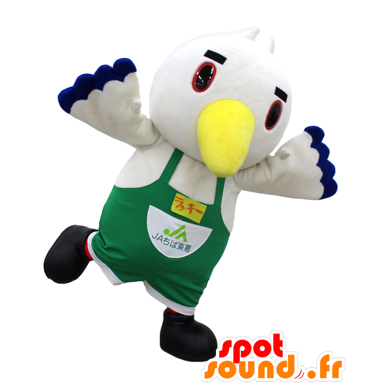 Lucky maskot, hvitt gull med kjeledress - MASFR27736 - Yuru-Chara japanske Mascots