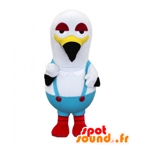 Mascot Blackie. Seagull Maskottchen mit Overalls - MASFR27737 - Yuru-Chara japanischen Maskottchen