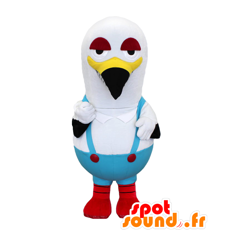 Mascot Blackie. Seagull Maskottchen mit Overalls - MASFR27737 - Yuru-Chara japanischen Maskottchen