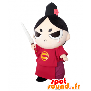 Mascot Imagawa. Blanca y la mascota del ninja rojo - MASFR27739 - Yuru-Chara mascotas japonesas