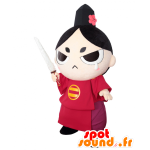Imagawa mascotte. Bianco e rosso ninja mascotte - MASFR27739 - Yuru-Chara mascotte giapponese