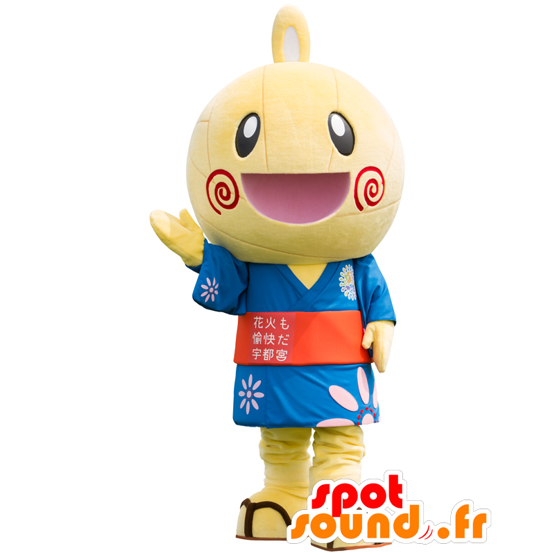 Mascot Miyadon. gele sneeuwman mascotte, glimlachend - MASFR27742 - Yuru-Chara Japanse Mascottes
