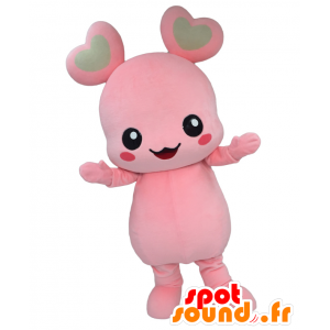 Meguron mascotte. Rosa mascotte coniglio con il cuore - MASFR27745 - Yuru-Chara mascotte giapponese