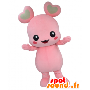 Meguron maskot. Pink kanin maskot med hjerter - Spotsound