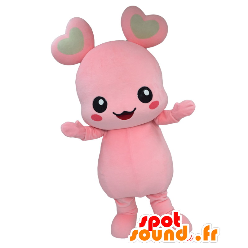 Meguron mascot. Pink bunny mascot with hearts - MASFR27745 - Yuru-Chara Japanese mascots