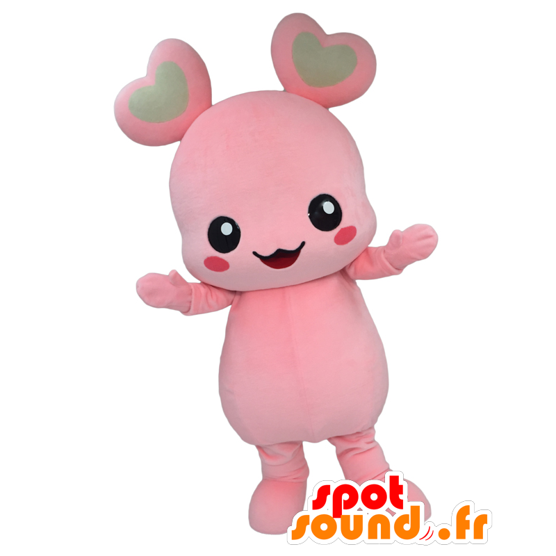 Mascot Meguron. mascote coelho rosa com corações - MASFR27745 - Yuru-Chara Mascotes japoneses