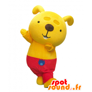 Maskotka Enerainu. Yellow Dog Mascot w czerwonych spodniach - MASFR27746 - Yuru-Chara japońskie Maskotki