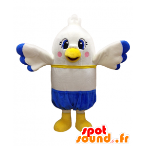Mascotte de mouette, d'oiseau coloré jaune, bleu et blanc - MASFR27747 - Mascottes Yuru-Chara Japonaises