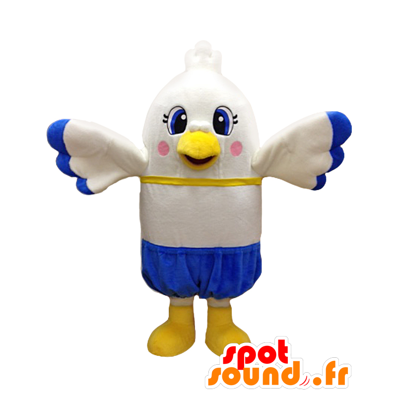 Mascot gaivota, pássaro de cor amarela, azul e branco - MASFR27747 - Yuru-Chara Mascotes japoneses