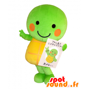 Kamere mascot. Green turtle mascot and yellow giant - MASFR27749 - Yuru-Chara Japanese mascots